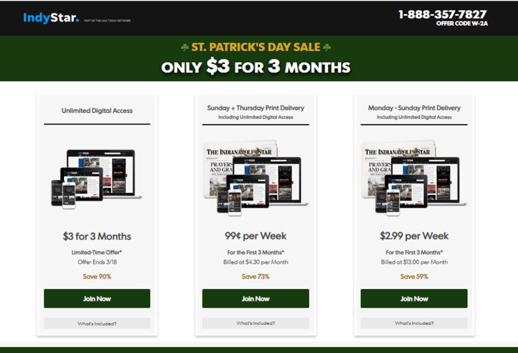 P&aacute;gina de suscripciones del peri&oacute;dico Faro de Vigo