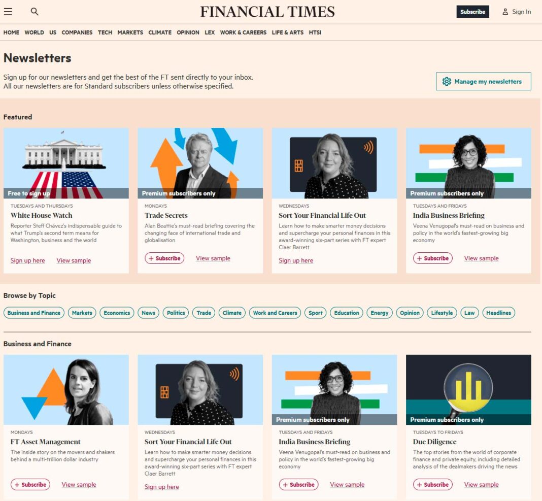 financial-times-newsletters
